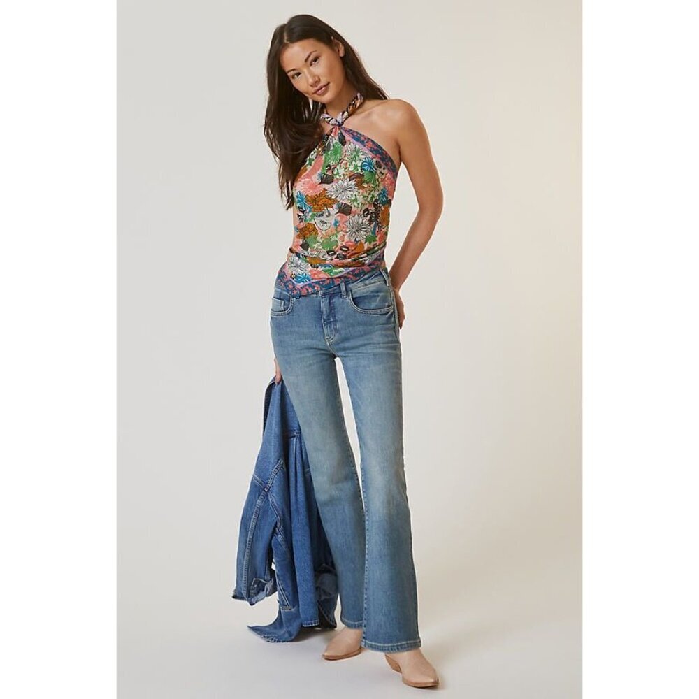 NEW Anthropologie's Pilcro Demilune Boot Jeans Size 31 Darker Wash Cowgirl - Picture 2 of 16